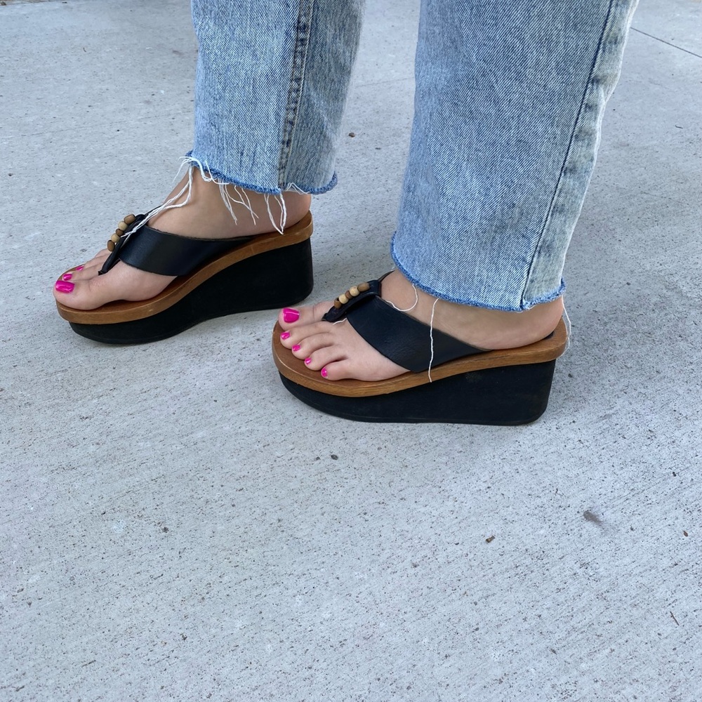 Vintage BONGO 90s wooden platform sandal - Picture 8 of 8